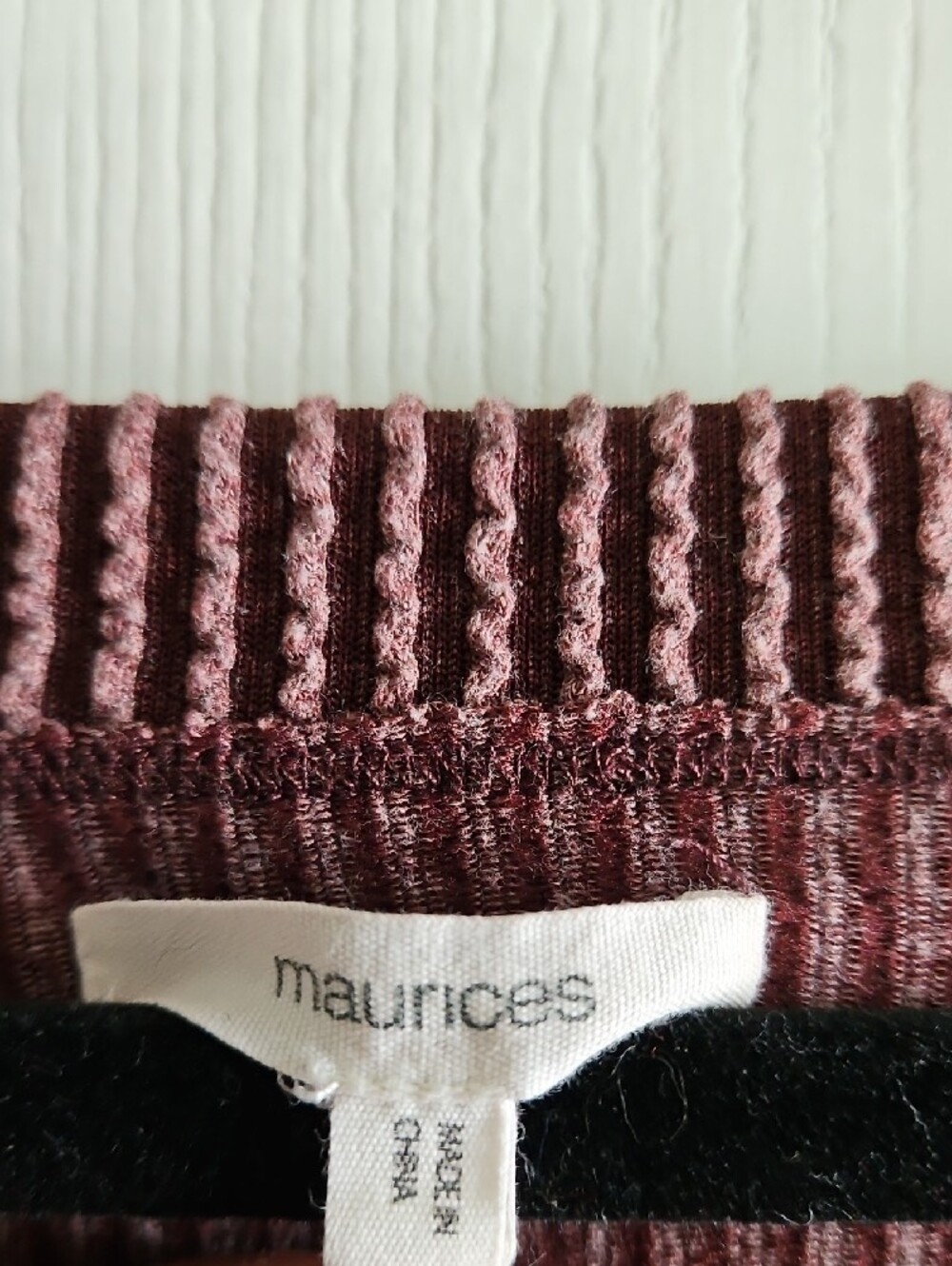 Maurices Ribbed V-Neck Tunic Top - Burgundy - Picture 2 of 4